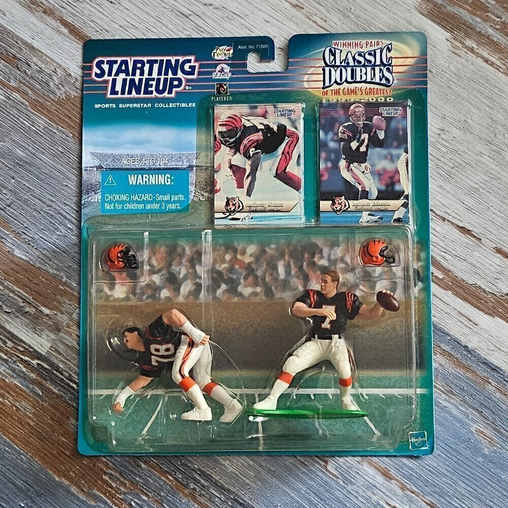 Vintage 1999 Boomer Esiason & Anthony Munoz Figurines/Cards Cincinnati Bengals